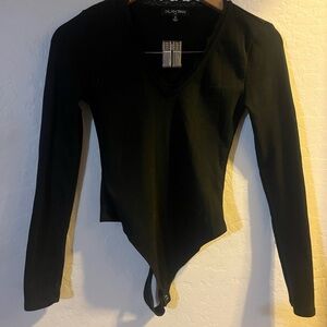 Black V-Neck Women's Top